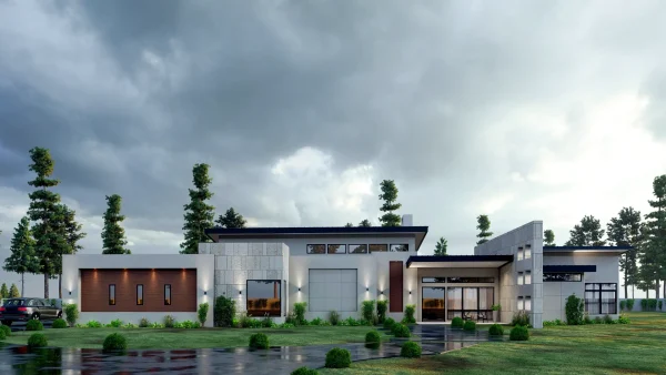 3882DS - 3-Bed Contemporary House Plan with Outdoor Kitchen